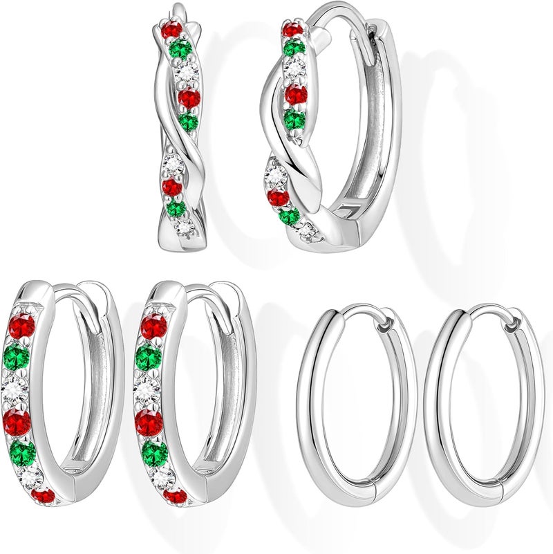 Inerney 14K Gold Plated Huggie Hoop Earrings for Women, Small Sterling Silver Earring Set Hypoallergenic Cartilage Helix Stacks, Mini Dainty Cute Trendy Birthstone Jewelry Gift for Multiple Piercings - Image 1